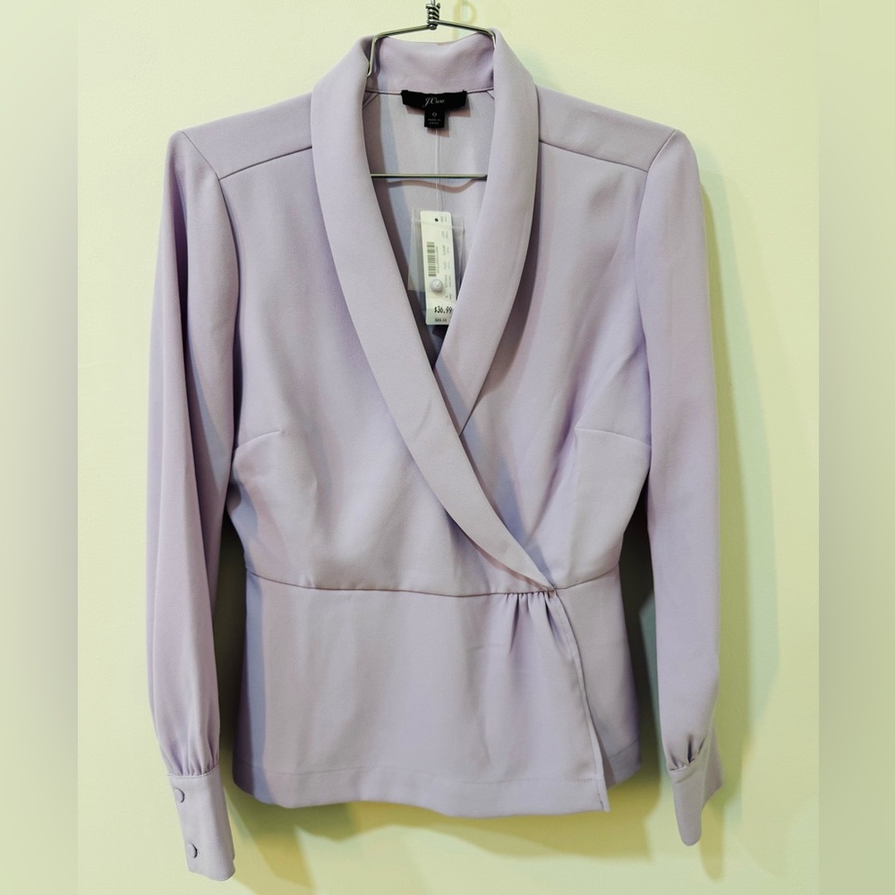 Jcrew Women's long sleeve peplum lavender Blouse NWT